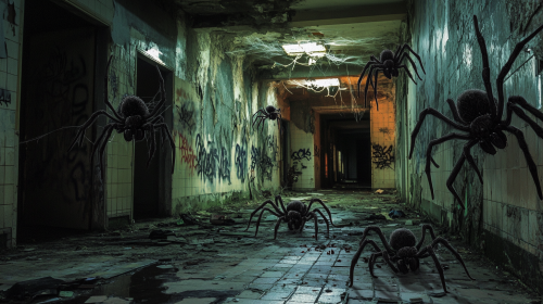 Spooky French apartment block entrance hall image