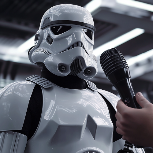Stormtrooper Addressing at Futuristic Press Conference