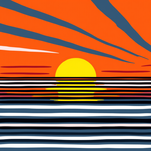 Striped Abstract Sunset with Realistic Sky