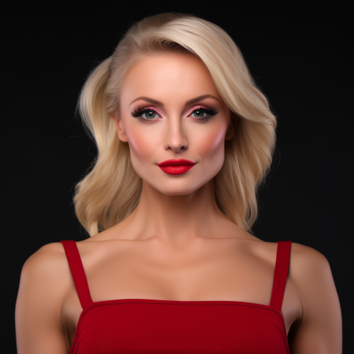 Stunning 31-Year-Old Model Woman with Red Top