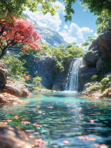 Stunning realistic nature scenery with water, sky, and sun