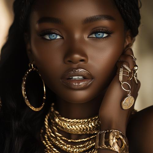 Stylish African Woman in Gold Jewelry