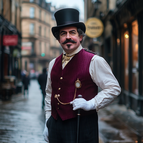 Stylish Gentleman in Glasgow City Rainy Scene
