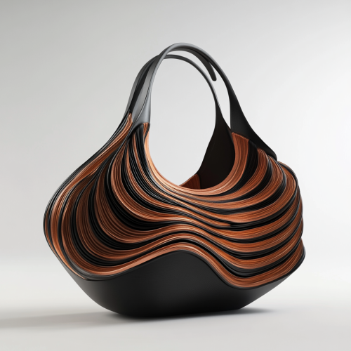 Stylish Wave Handbag in Black and Copper