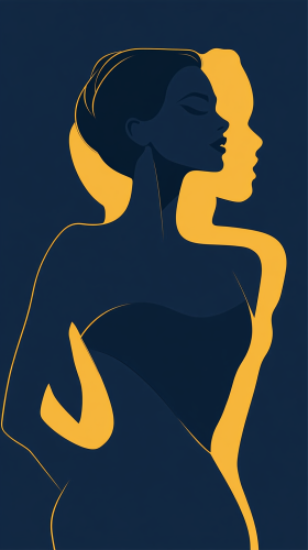 Women in Blue Poster with Yellow Accents