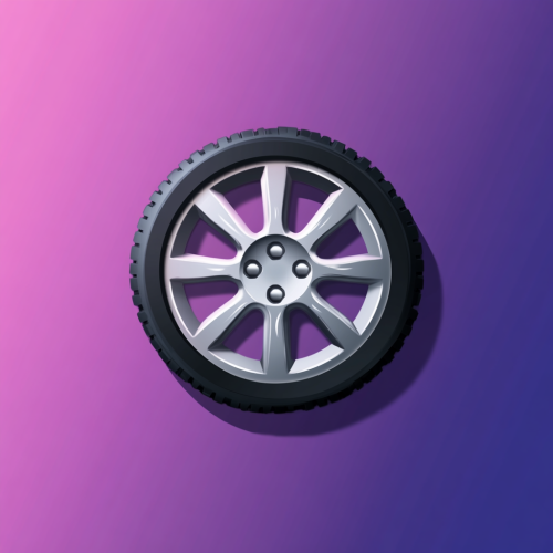 Stylish car wheel and gear icon