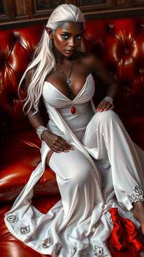 Submissive Dark Elf Woman in Sensual, Mysterious Setting