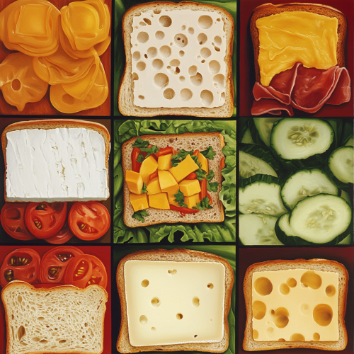 Subway wall art: Bread, vegetables, cheese, early 2000s.