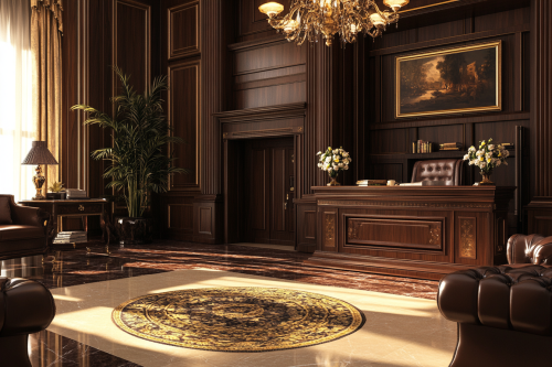 Sumptuous apartment with dark wood and leather furnishings