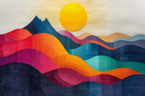 Sunrise over Wutong Mountain in oil: colorful, textured, dynamic.