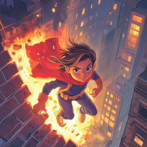 Superhero Girl Saves Boy from Burning Building