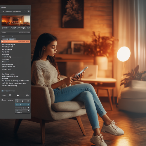 Surprised Teenage Girl Using Smartphone in Bright Living Room