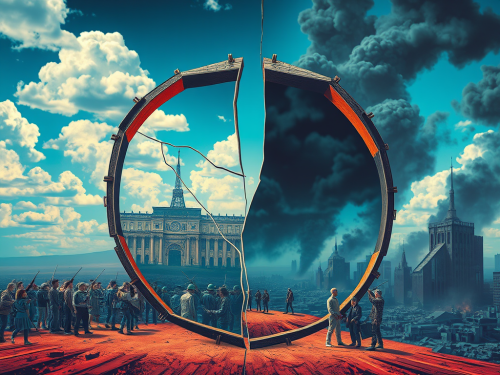 Surreal Mirror Reflecting Utopia and Dystopia