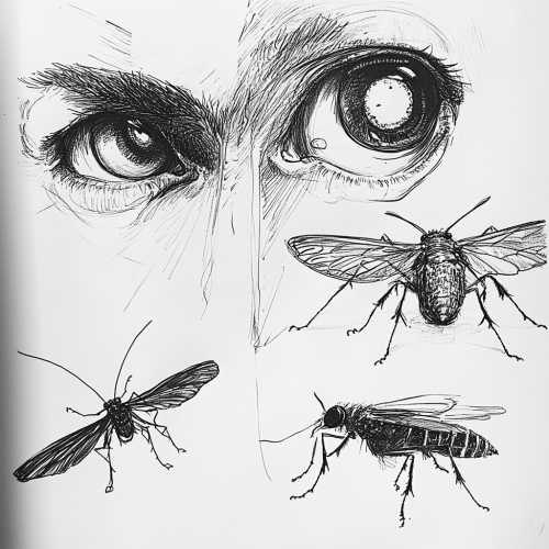 Surreal Sketchbook Designs with Eyes, Insects