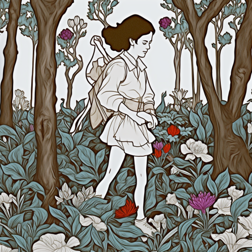 Surreal fantasy landscape with beautiful scaly lads.