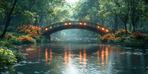 Surreal nature scene with vibrant colors and intricate details.