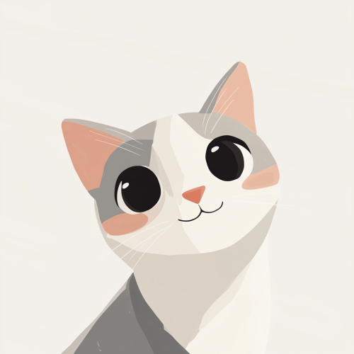 Sweet Cat with Big Bright Eyes on White