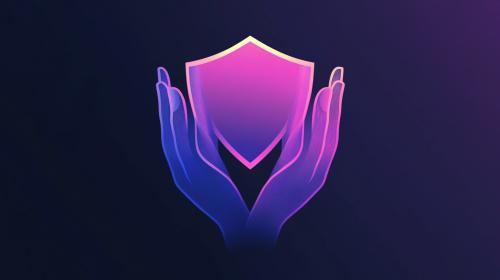 Minimalist Illustration of Hands Forming a Shield