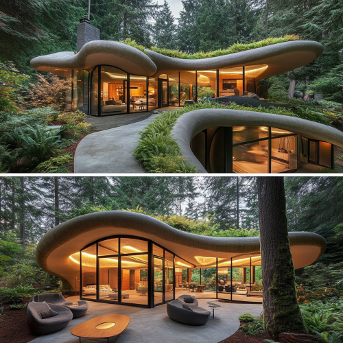 Symmetrical Mushroom-inspired House Blending Earthy Influences