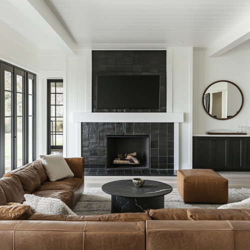 Symmetrical living room with modern Spanish farmhouse theme Symmetrical living room with modern Spanish farmhouse theme