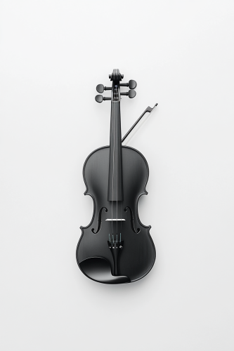 Symmetrical photograph of violin on white background