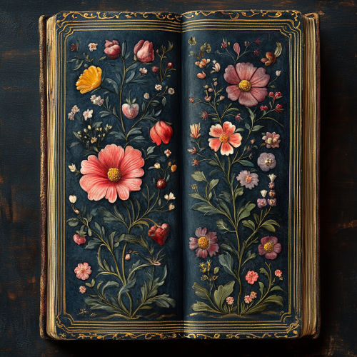 Symmetrical symbols on black background in flat illustration