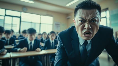 Taiwanese teacher reprimanding student in classroom photo