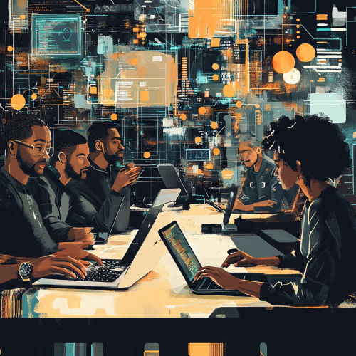 Tech Professionals Collaborating in Modern Office