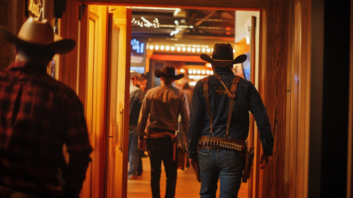 Tech conference with wild west pub booth entrance.