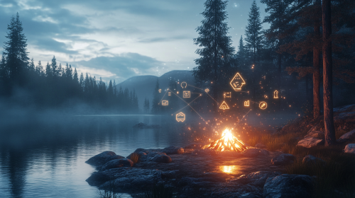 Technology and Nature Coexist Around Digital Campfire