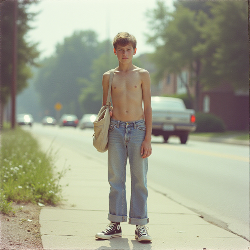 Teen Newspaper Carrier in 1980s Suburb Summer