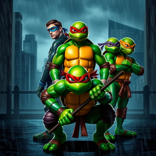 Teenage Mutant Ninja Turtles in Rainy City
