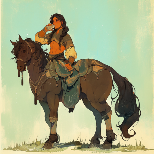 Teenaged Male Centaur Drinks Ale in Forest