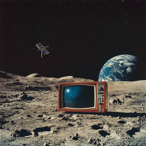 Television on Moon with Earth and Satellite