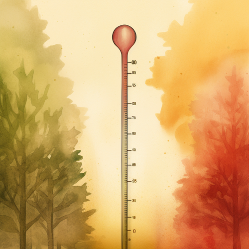 Temperature on Thermometer with Tree Background