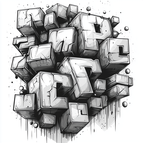 Textured white paper with simple black graffiti lettering.