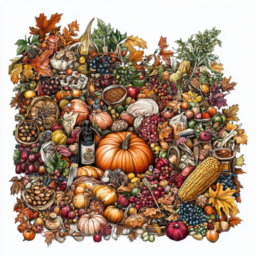 Thanksgiving Celebration Illustration: Fall Colors, Festive Drawing