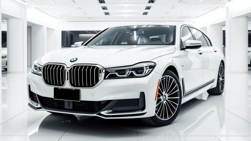 The 2025 BMW 7 Series in White Showroom