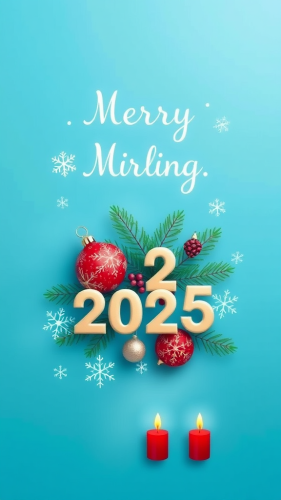 The 2025 Seasonal Greeting Card with Blue Background
