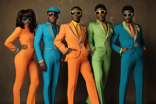 The 60s Superhero Team in Bright Outfits Poster