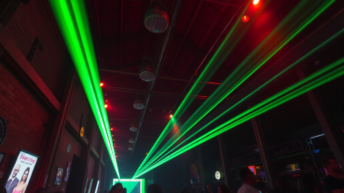 The 90s Rave with Laser Lights in Warehouse