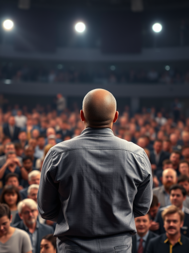 The African American Speaker Addressing a Huge Crowd