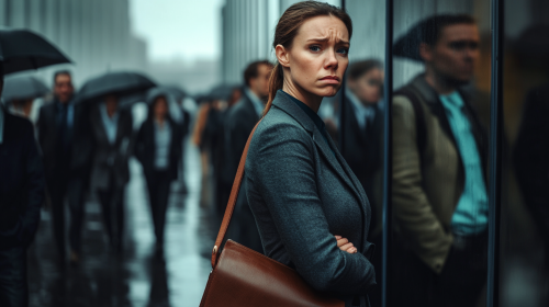 The Angry Executive Woman Waiting in Line