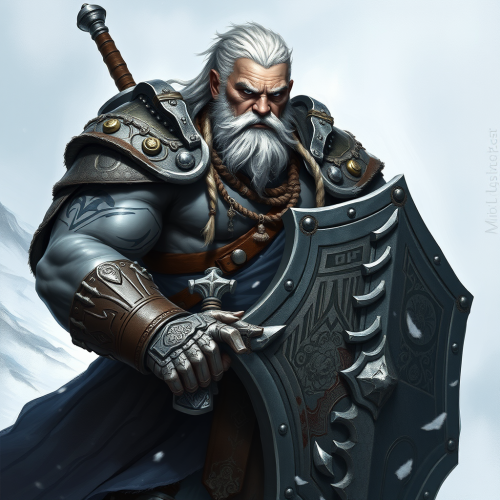 The Armored Viking Warrior in a Snowy Landscape
