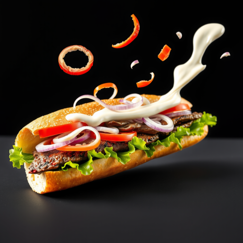 The Artistic Display of a Flying Kebab Sandwich
