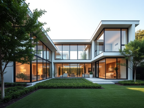 The Beautiful Modern House with Large Windows The Beautiful Modern House with Large Windows