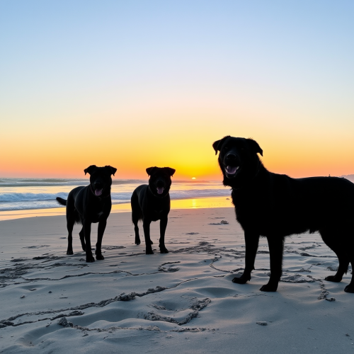 The Black Dogs Enjoying the Beach