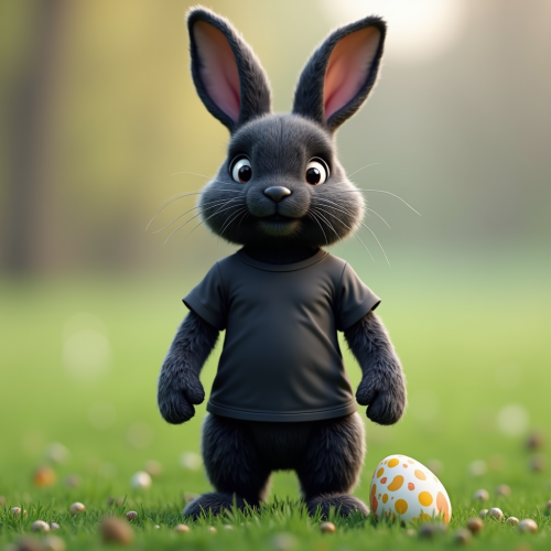 The Black Easter Bunny in a T-Shirt