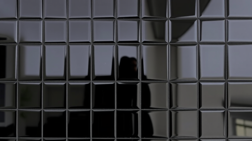 The Black Glossy Square Tile Wall