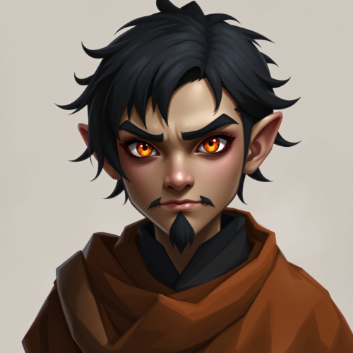 The Black-Haired, Orange-Eyed Male Gnome Monk
